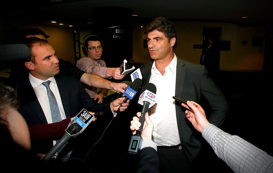 AFL 2014 Media - NAB Exchange Period Adrian Dodoro of the Essendon Bombers addresses the media during the 2014 NAB AFL Exchange Period, at Etihad Stadium, Melbourne on October 06, 2014. (Photo: Justine Walker/AFL Media)